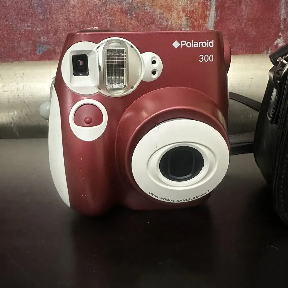 Polaroid 300 Red 60mm Focus Range Instant Camera, Tested and Working With Case